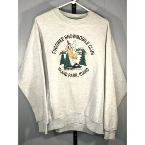 Vintage Island Park Idaho Snowmobile Nature Crewneck Sweater sz LG